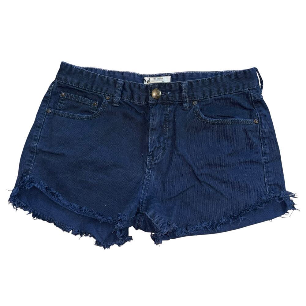 Free people Navy Frayed Distressed Shorts Women's 29 Summer Casual Hippie Boho